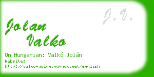 jolan valko business card
